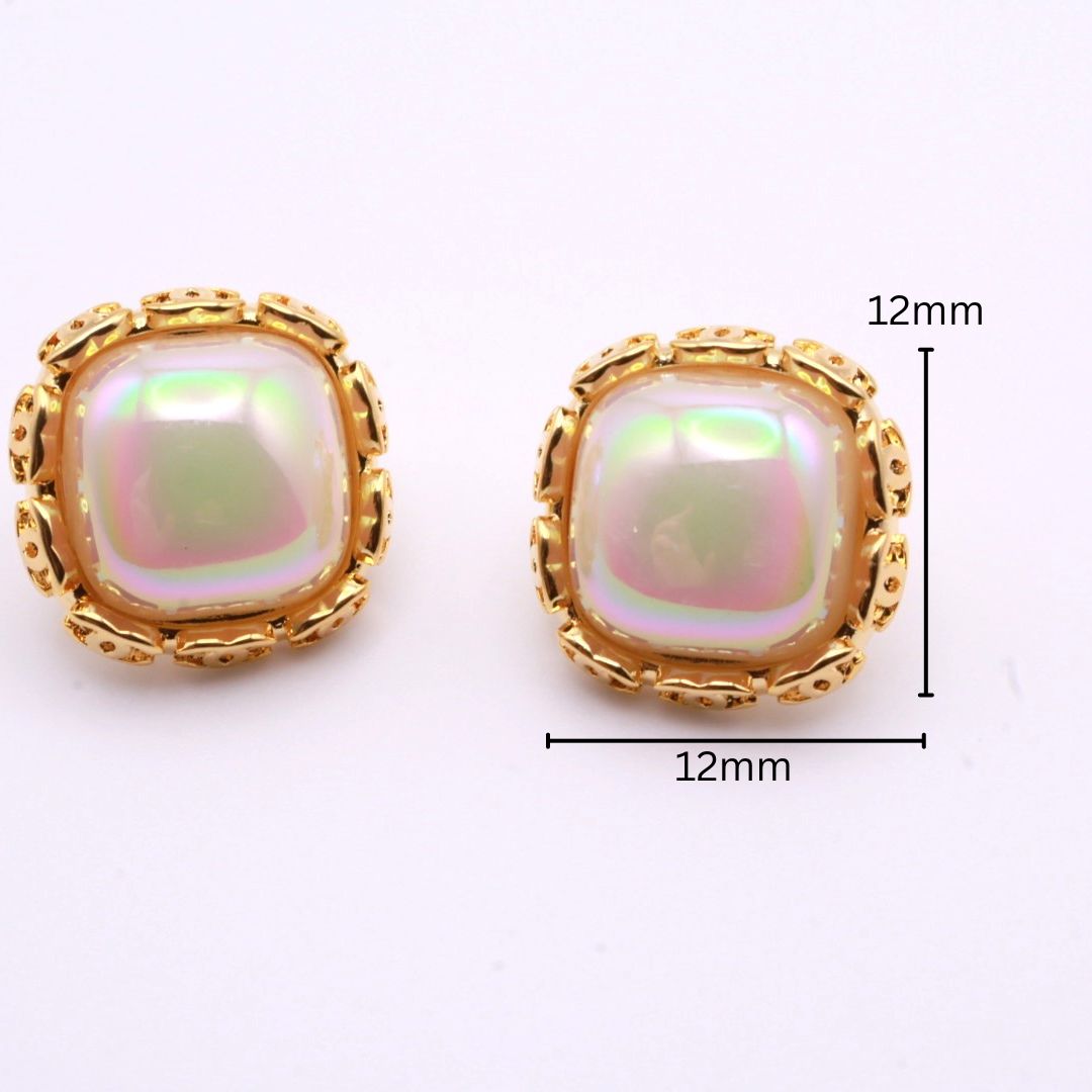 Big Square Pearl Stud 087