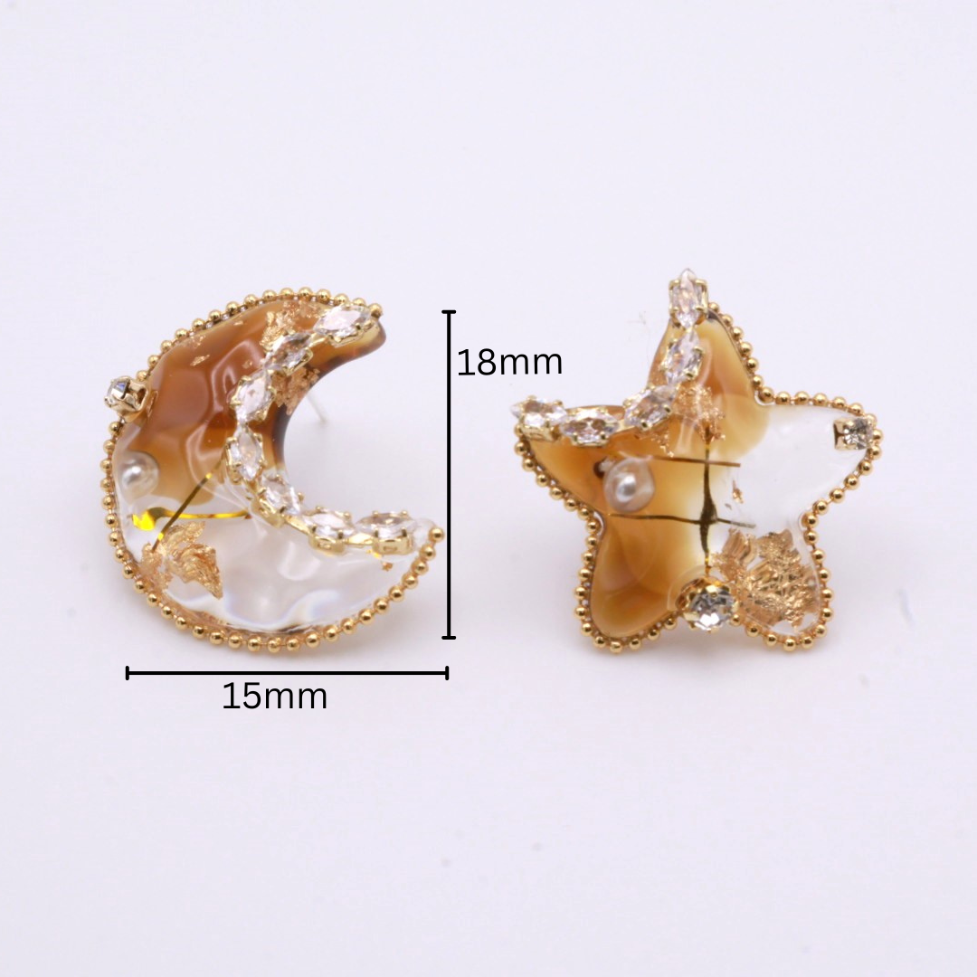 Star & Moon Stud 093