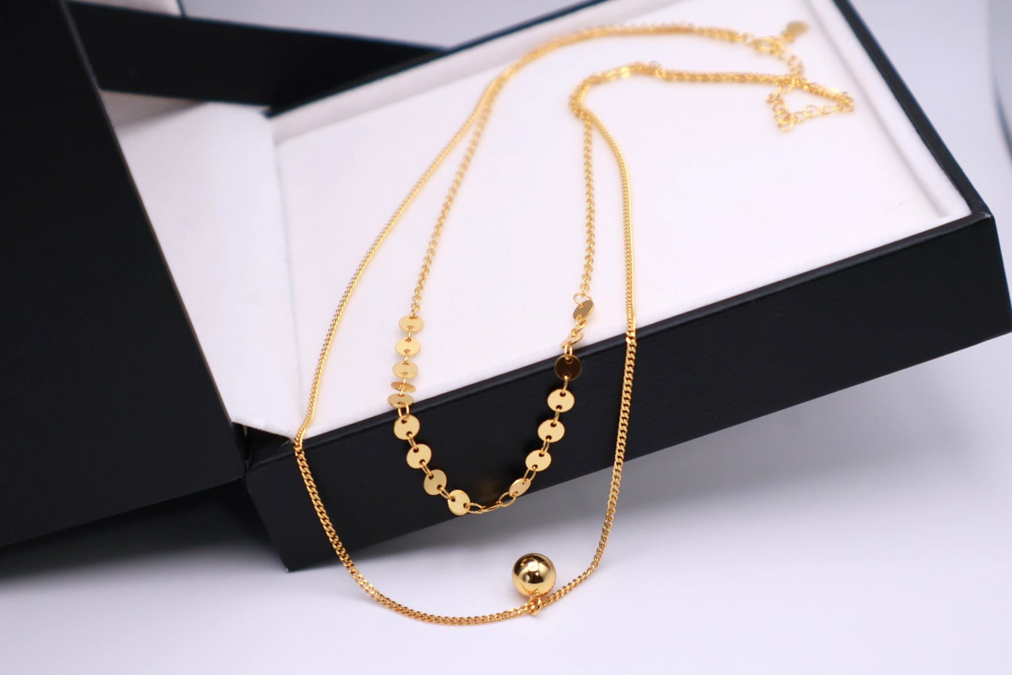 Double Layered Gold Ball Necklace 013