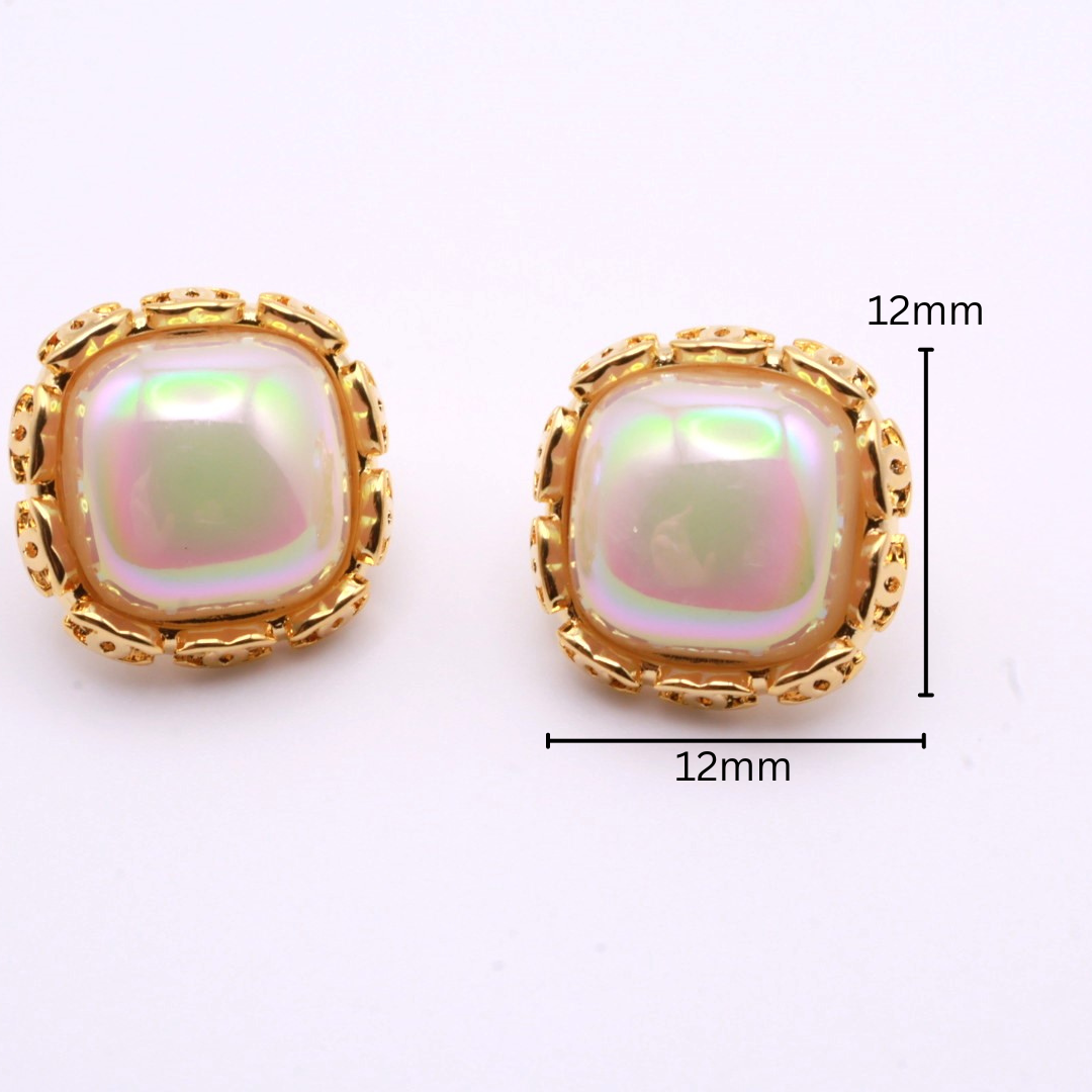 Big Square Pearl Stud