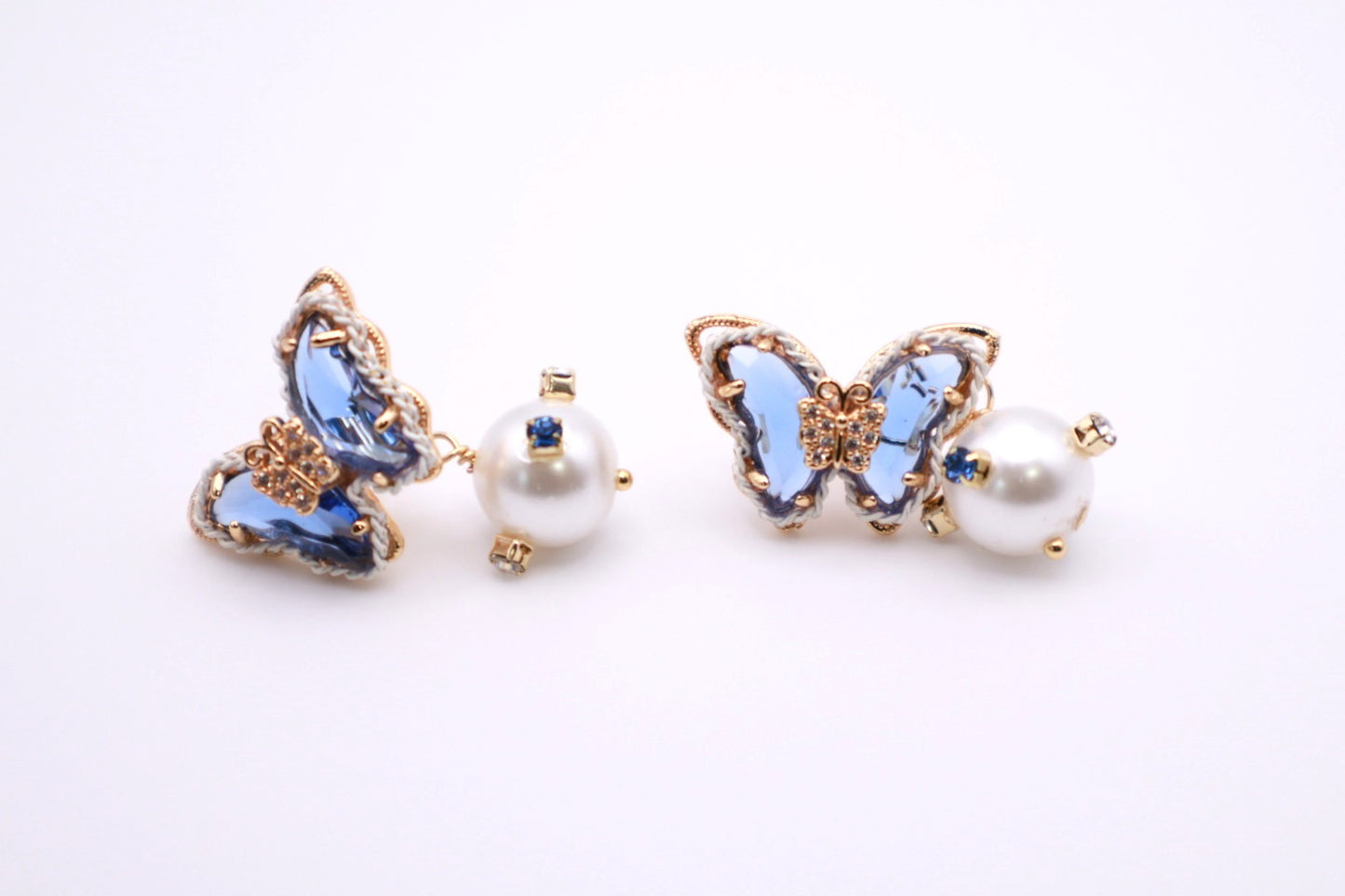 Blue Butterfly Pearl Drop