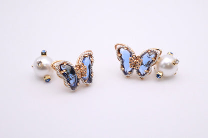 Blue Butterfly Pearl Drop