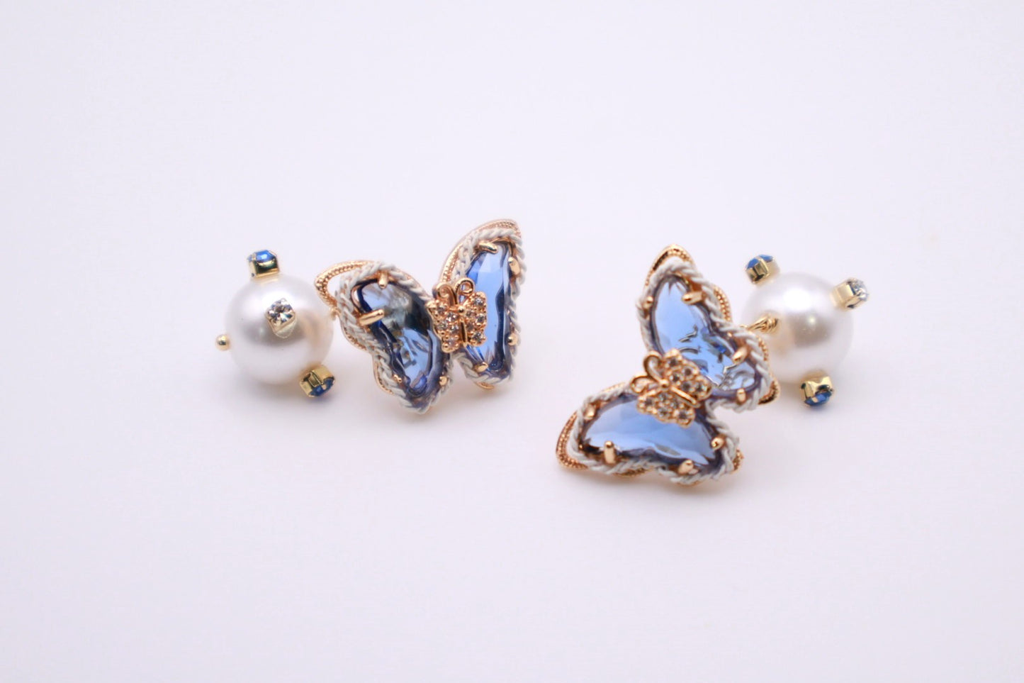 Blue Butterfly Pearl Drop