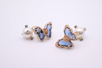 Blue Butterfly Pearl Drop