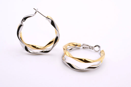 2 Tone Twisted Hoops