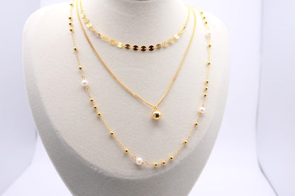 Double Layered Gold Ball Necklace