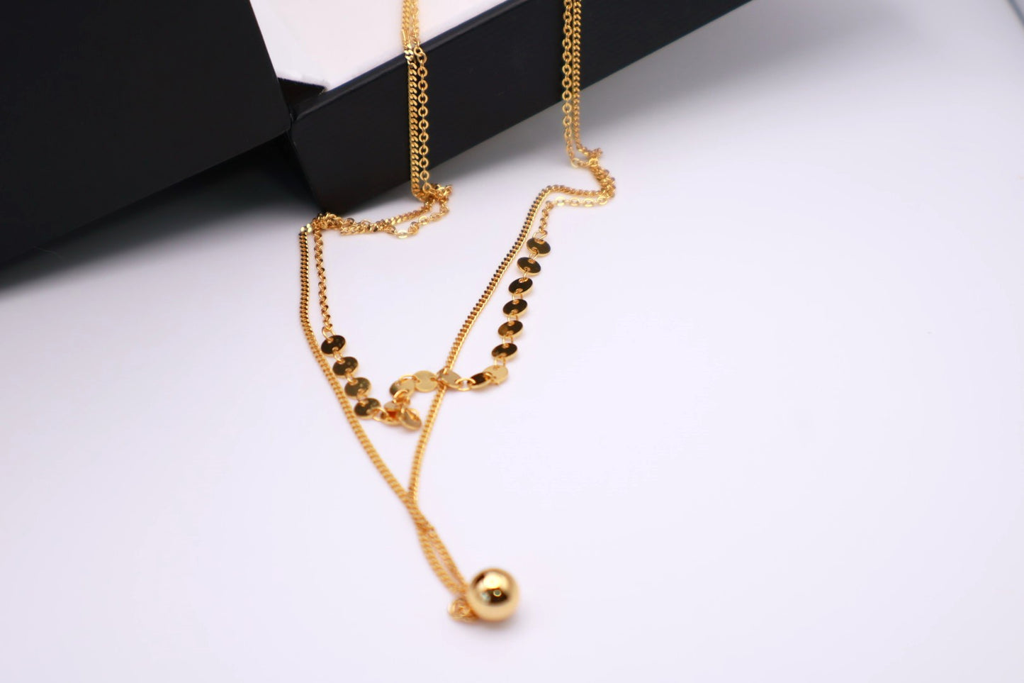 Double Layered Gold Ball Necklace