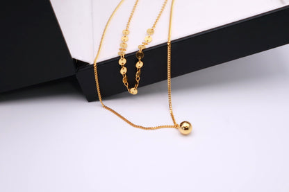 Double Layered Gold Ball Necklace