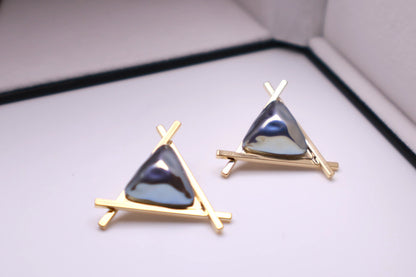 Triangle Pearl Stud