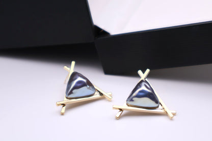 Triangle Pearl Stud